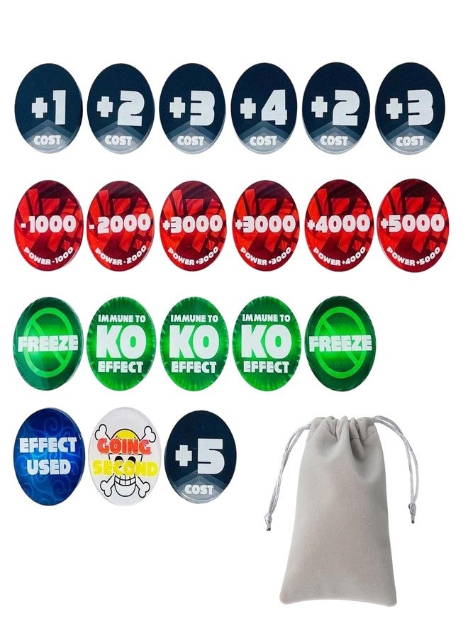 Extalas for One Piece Card Game Acrylic Damage Counter Set - 20pcs 20mm×20mm with Free Storage Pouch (Classics) - Image 1